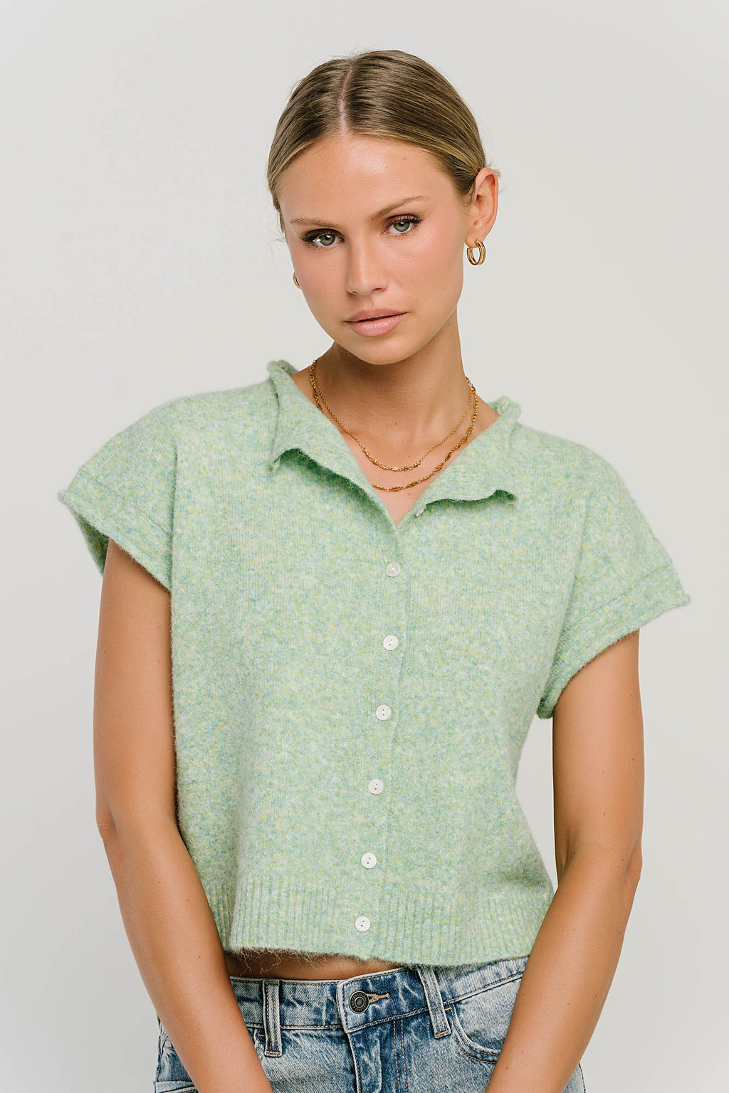 Percey Knit Cardigan in Seafoam