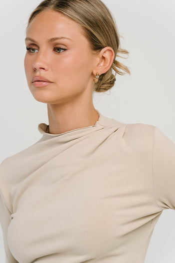 Alice Mock Neck Top in Natural