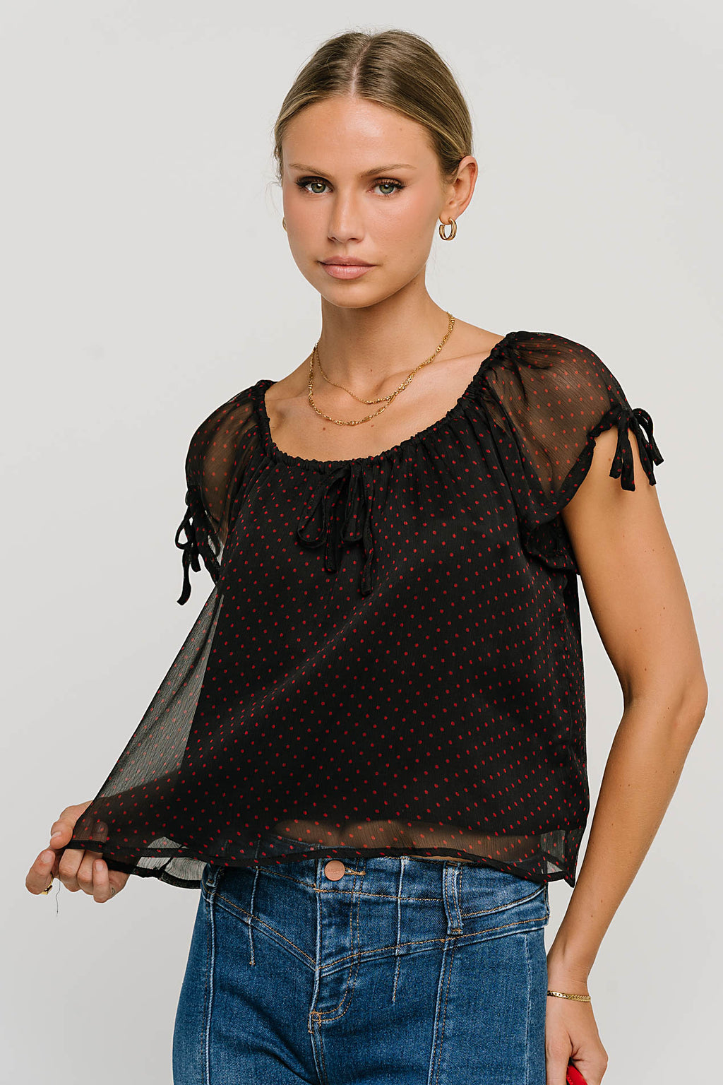 Rynlee Polka Dot Blouse in Black