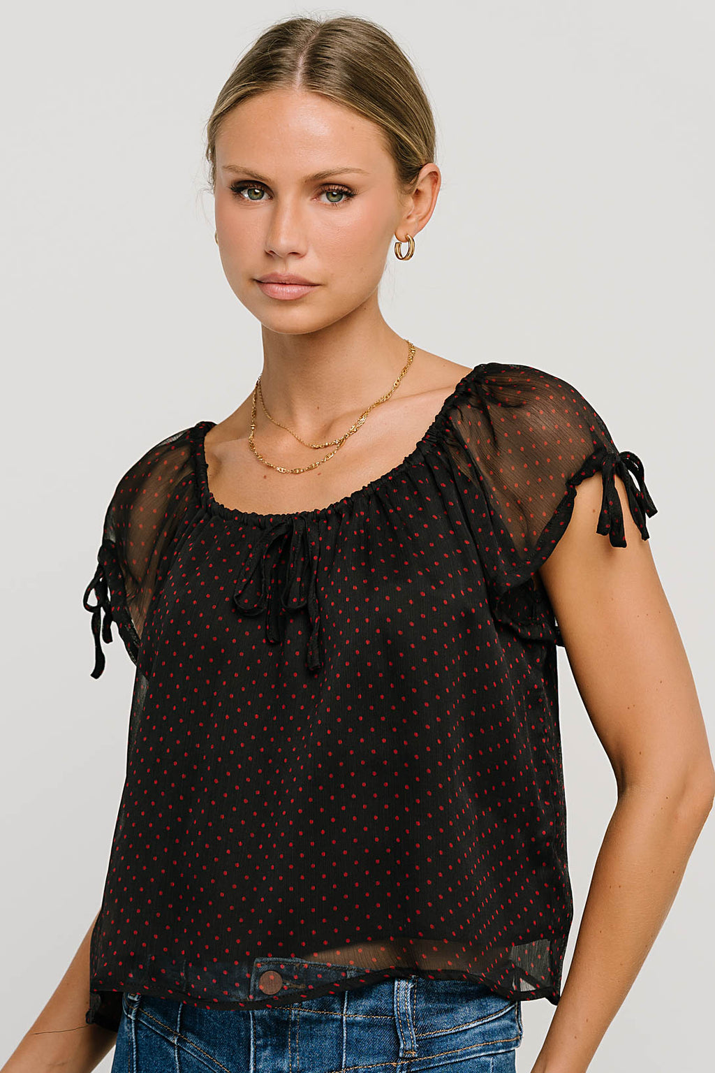 Rynlee Polka Dot Blouse in Black
