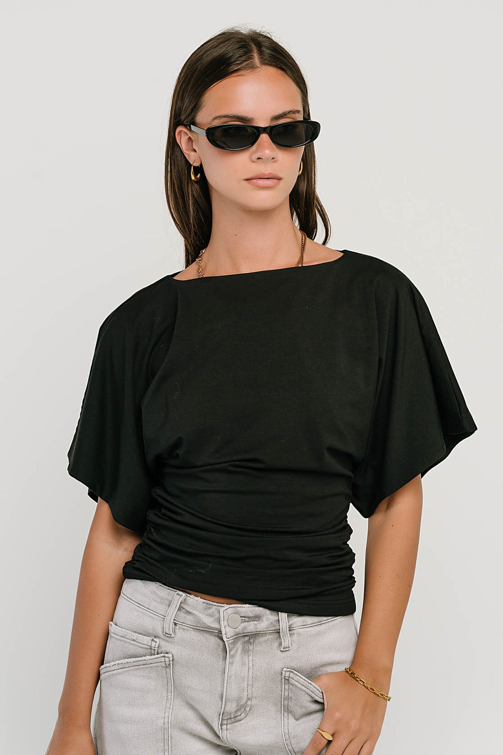 Jaida Ruched Top in Black