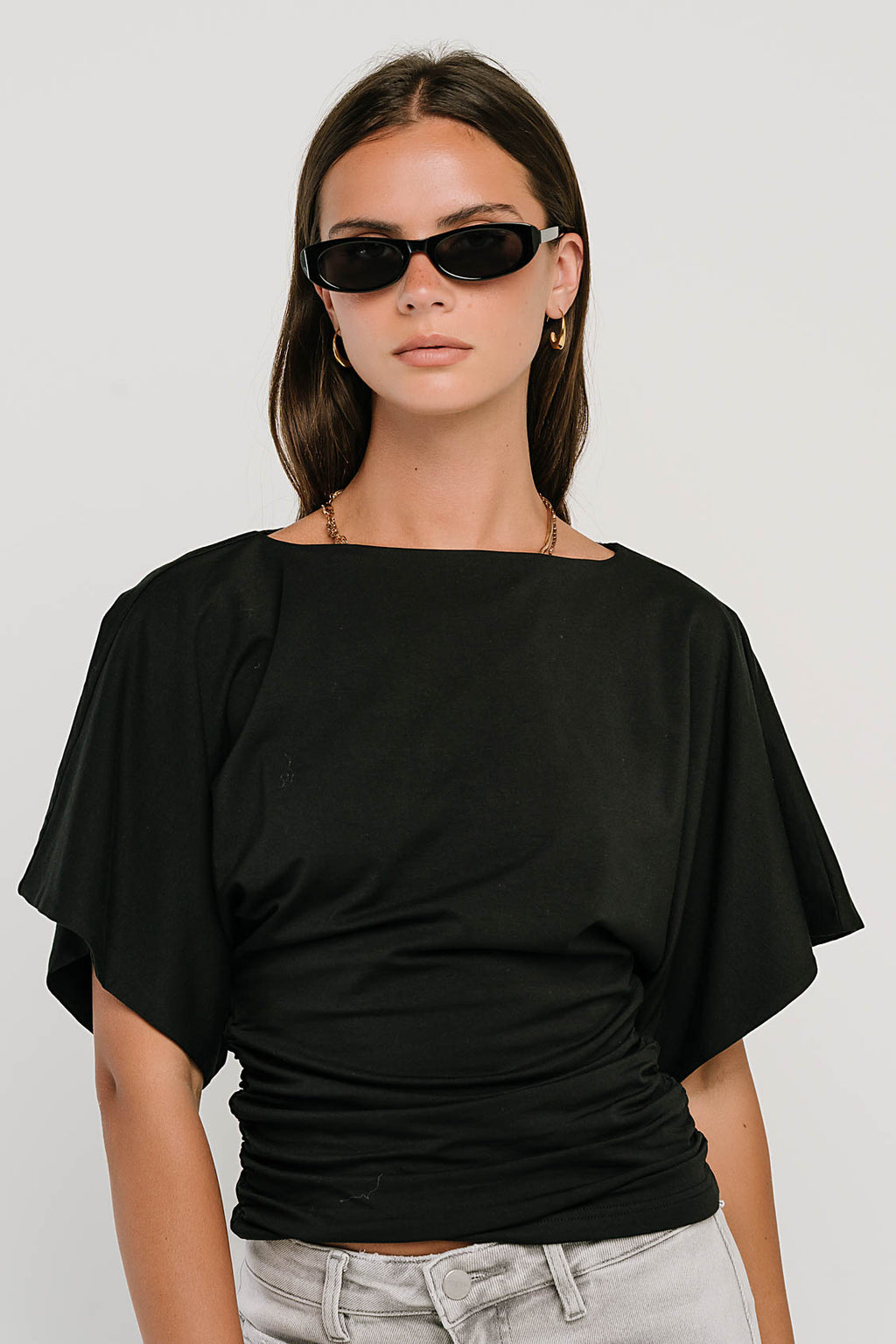Jaida Ruched Top in Black