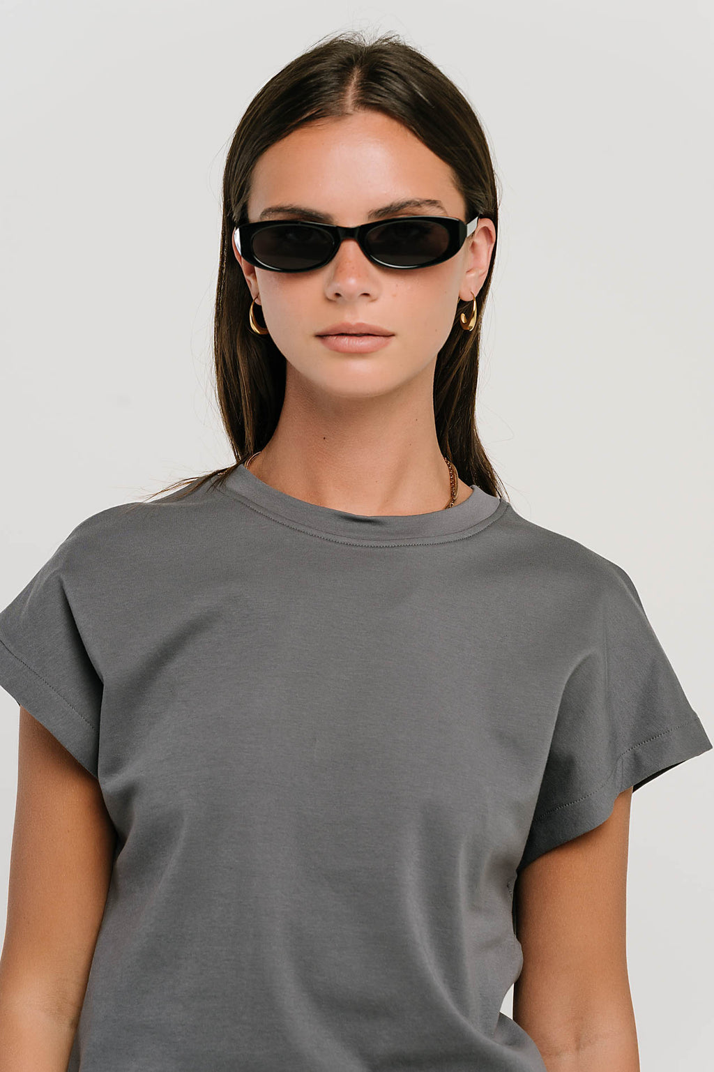 Elara Oversized Tee in Slate Blue