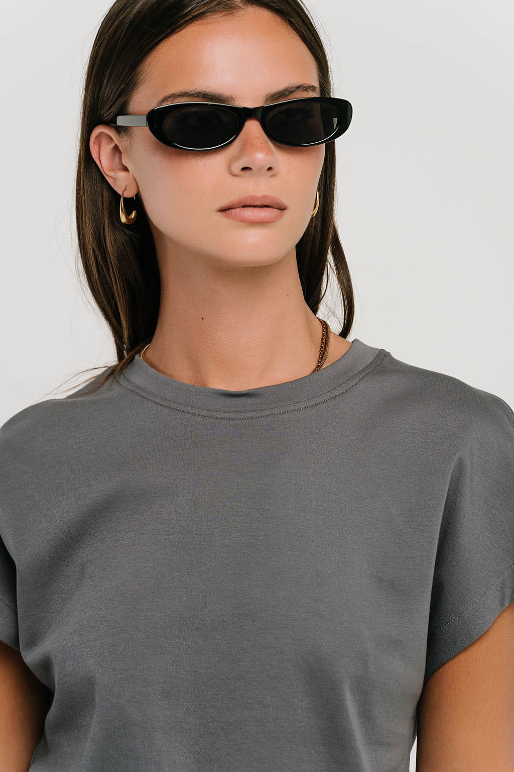 Elara Oversized Tee in Slate Blue