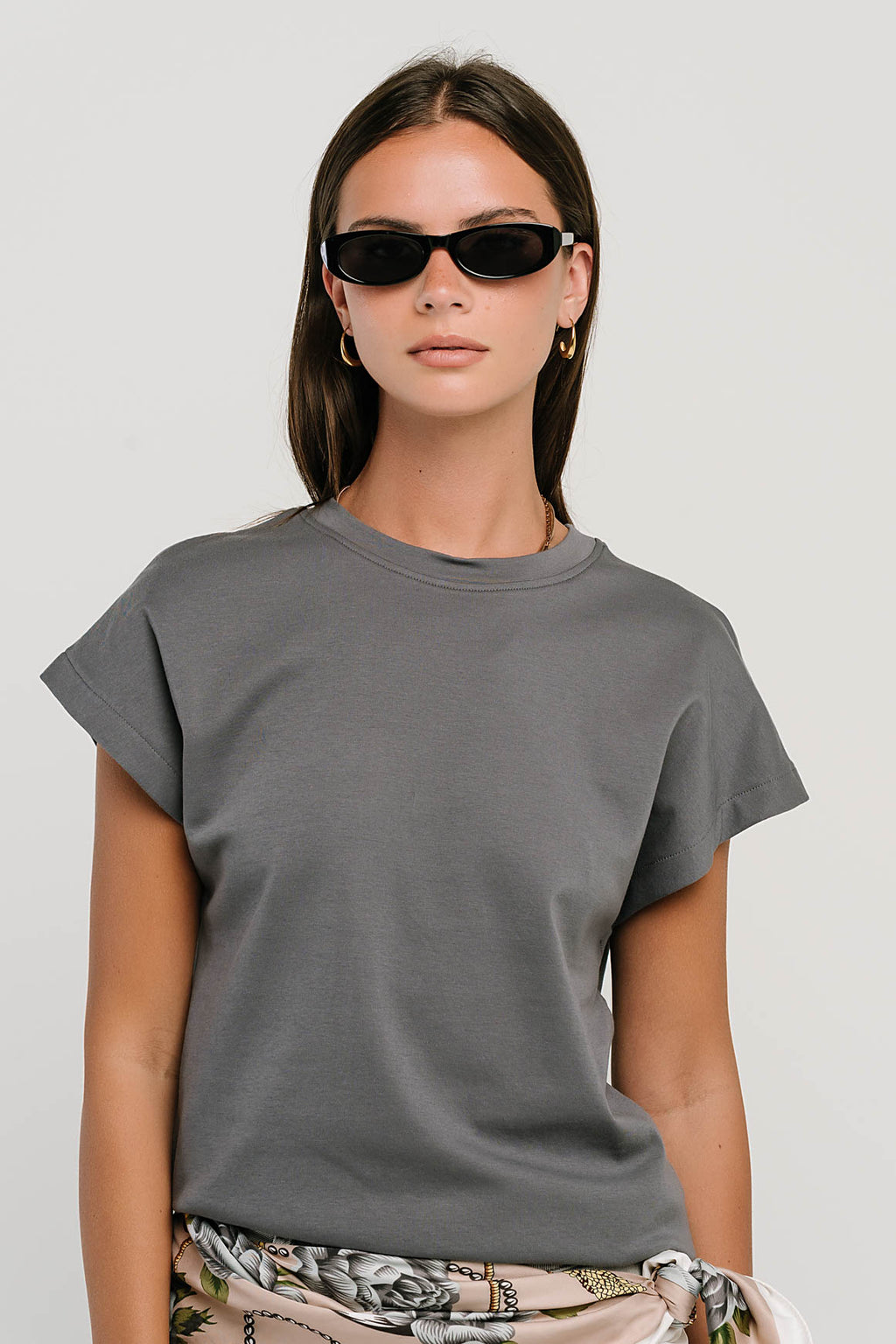 Elara Oversized Tee in Slate Blue