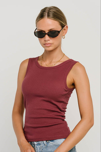 Jax Ribbed Tank in Burgundy
