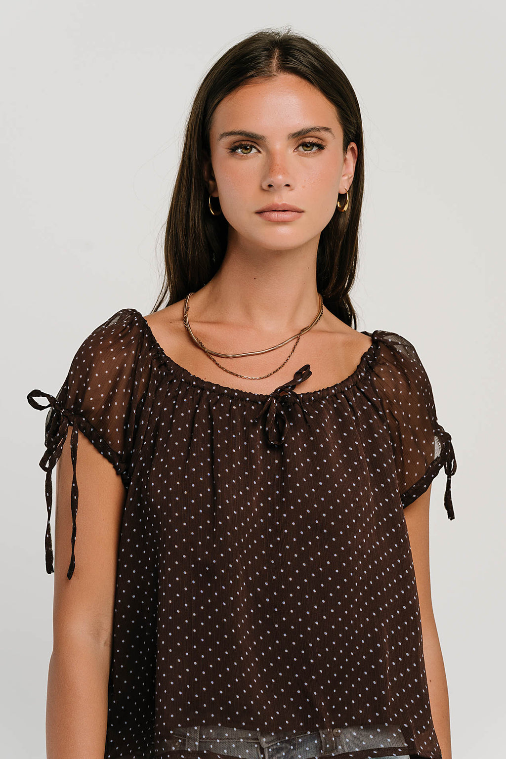Rynlee Polka Dot Blouse in Brown