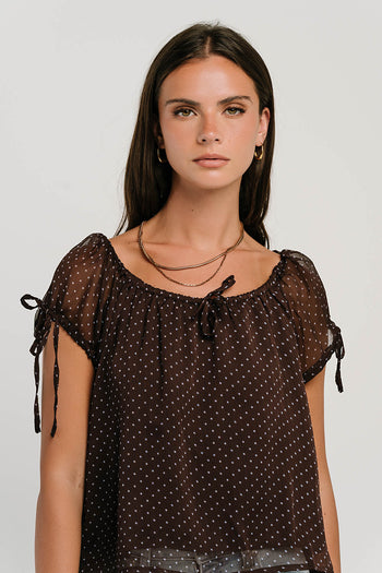 Rynlee Polka Dot Blouse in Brown