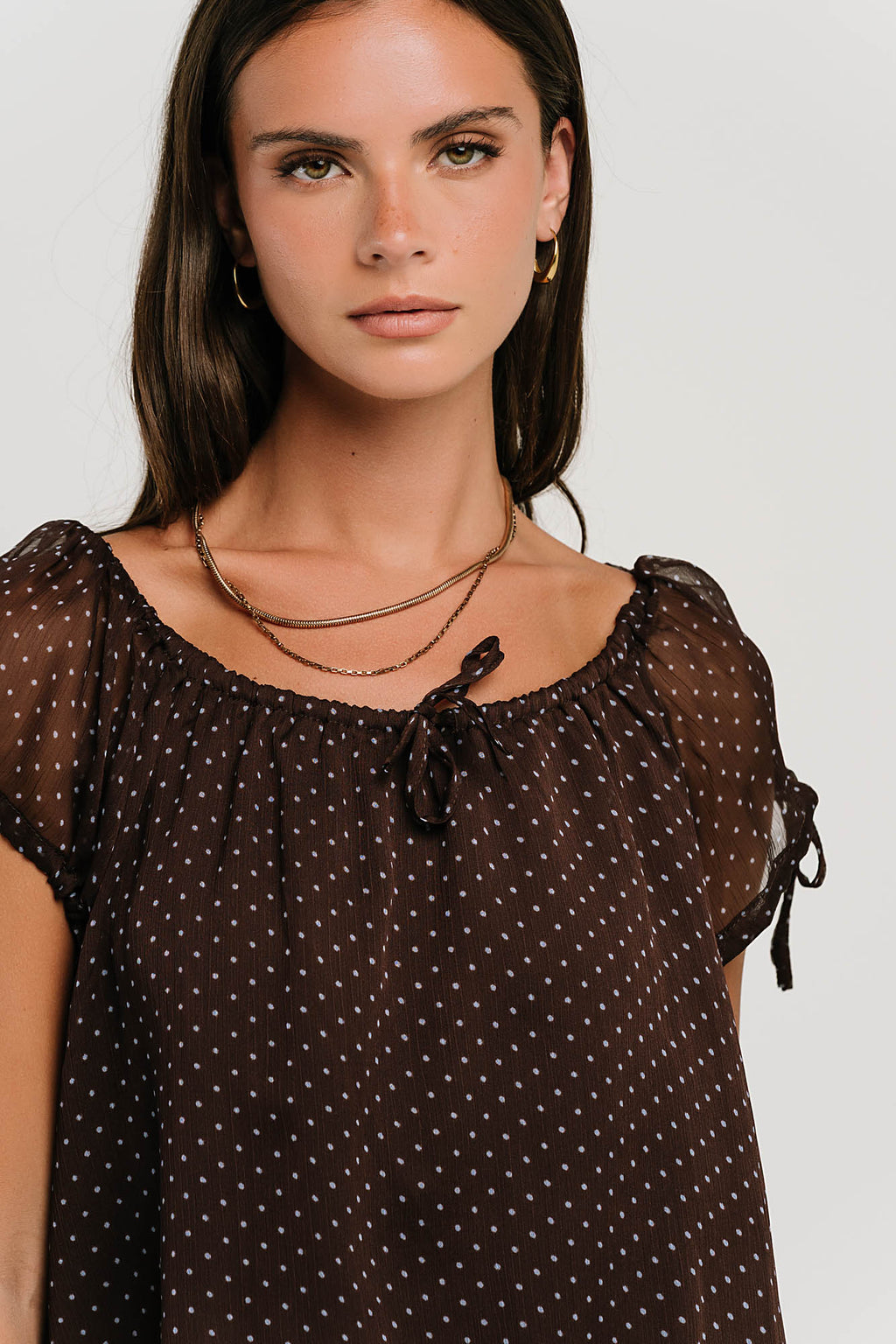 Rynlee Polka Dot Blouse in Brown