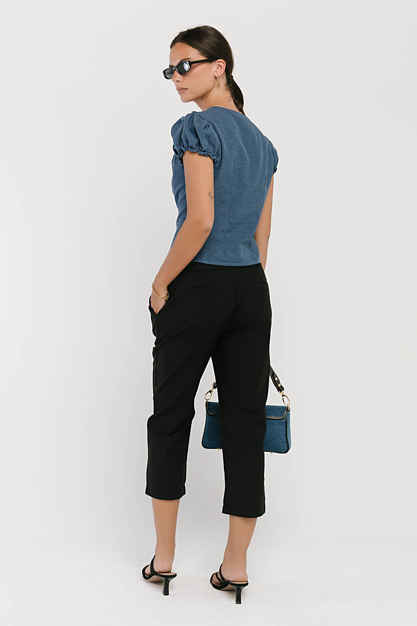 Josie Button Up Top in Navy