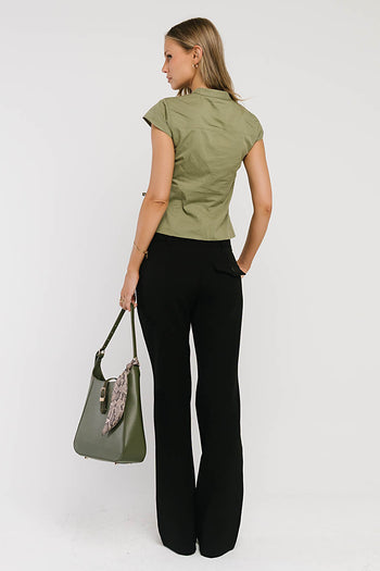 Mila Button Down Top in Olive