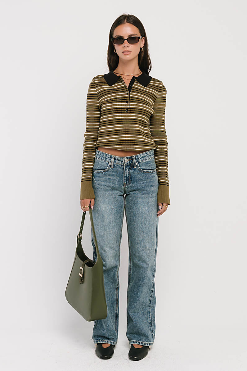 Romero Striped Sweater in Olive