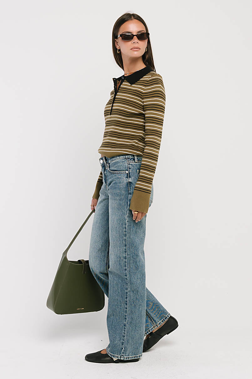 Romero Striped Sweater in Olive