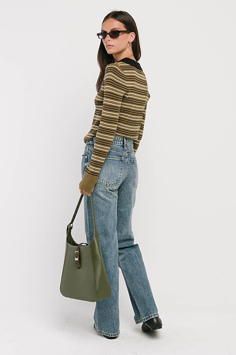 Romero Striped Sweater in Olive