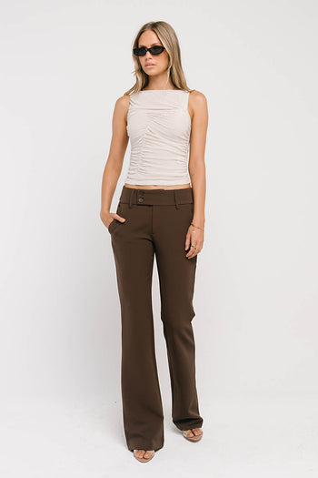 Melly Diagonal Ruched Top in Bone