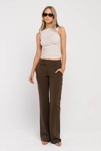 Melly Diagonal Ruched Top in Bone