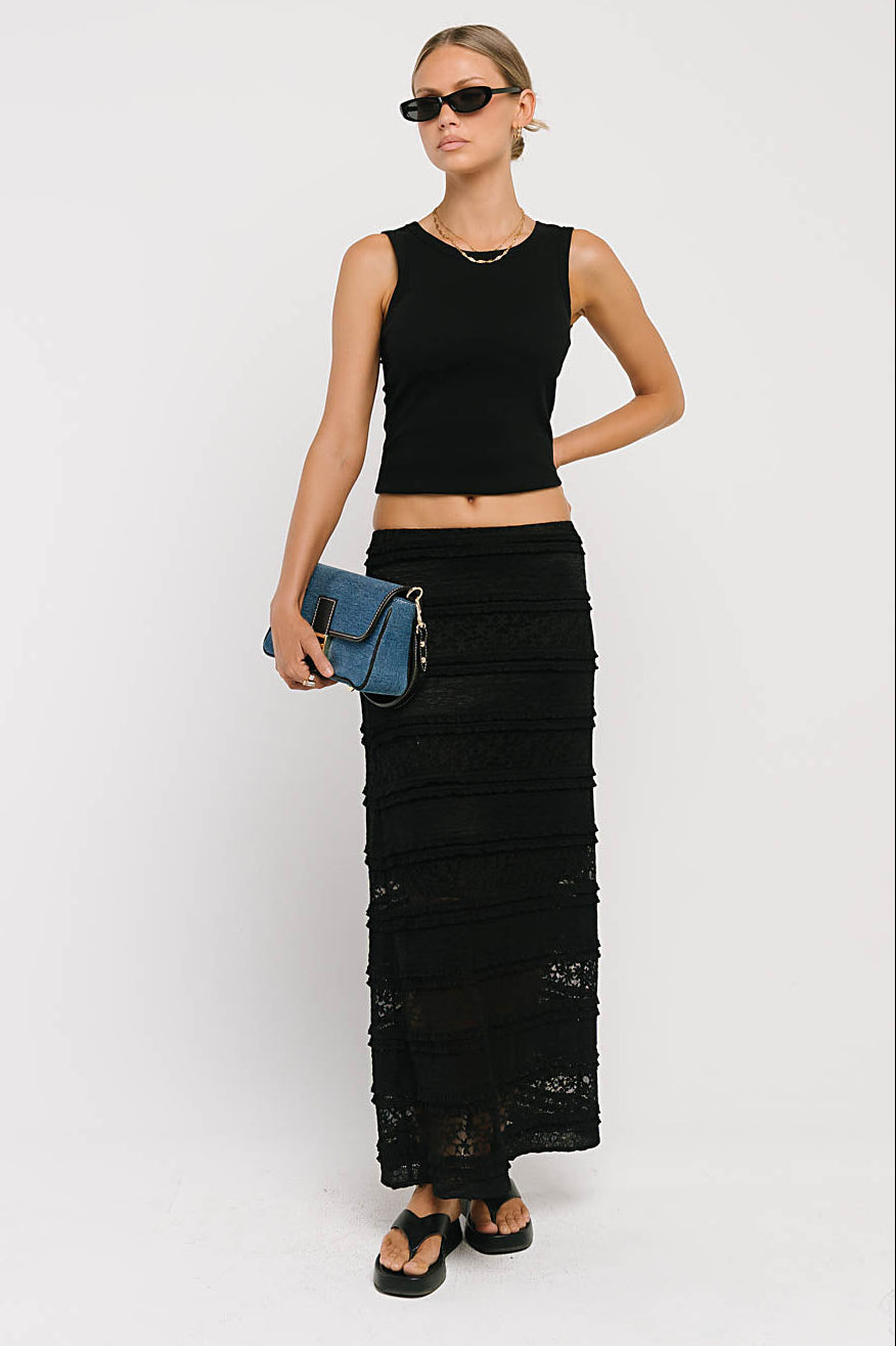 Lexie Lace Midi Skirt in Black
