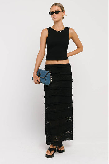 Lexie Lace Midi Skirt in Black