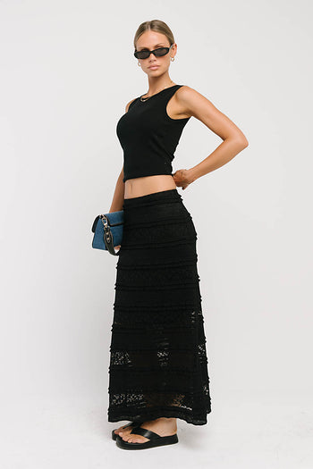 Lexie Lace Midi Skirt in Black