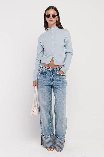 Maya Button Up Sweater in Blue