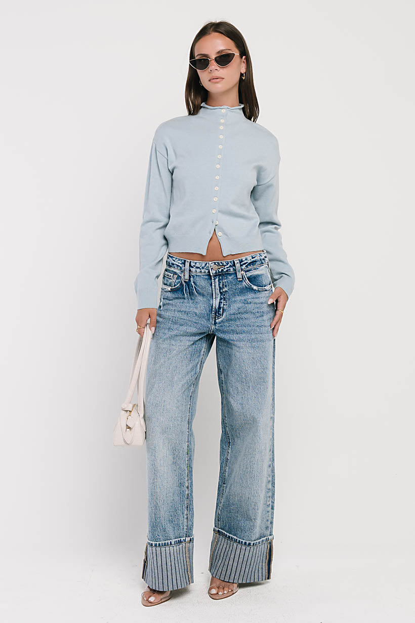 Maya Button Up Sweater in Blue