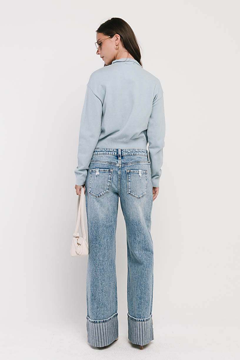 Maya Button Up Sweater in Blue
