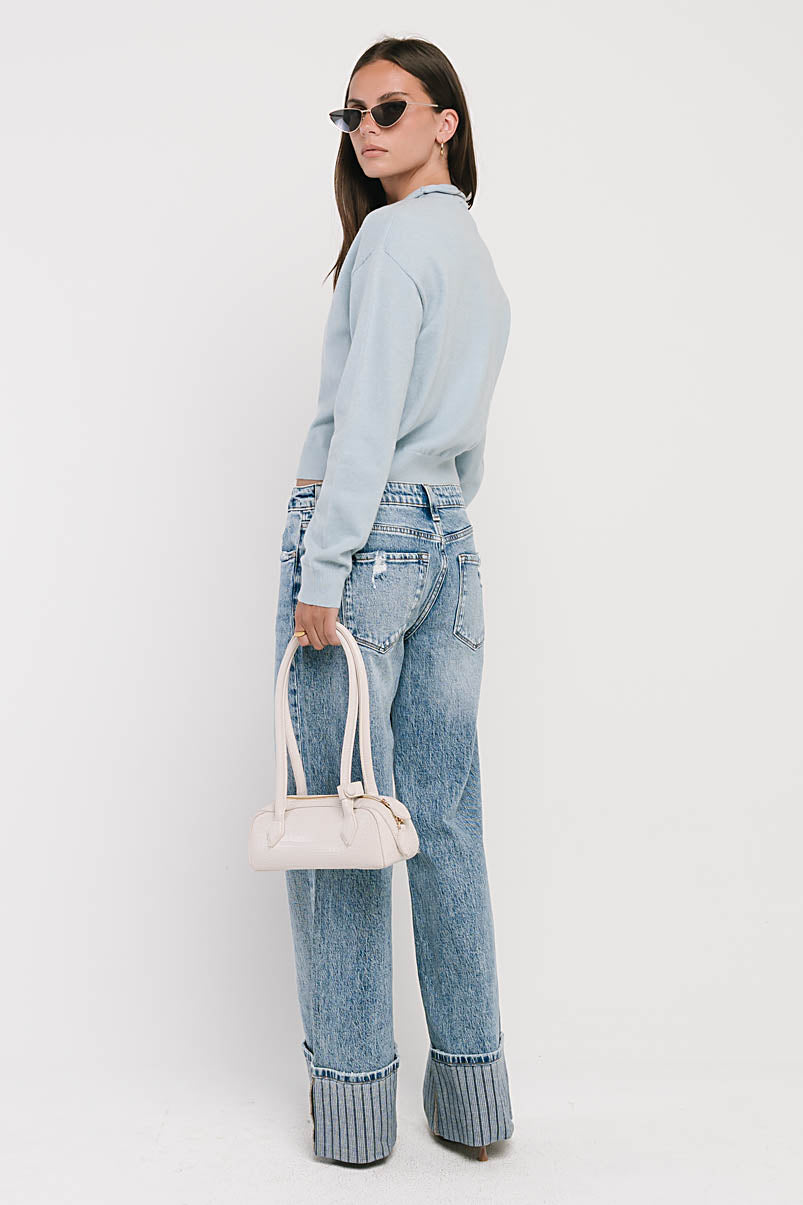 Maya Button Up Sweater in Blue