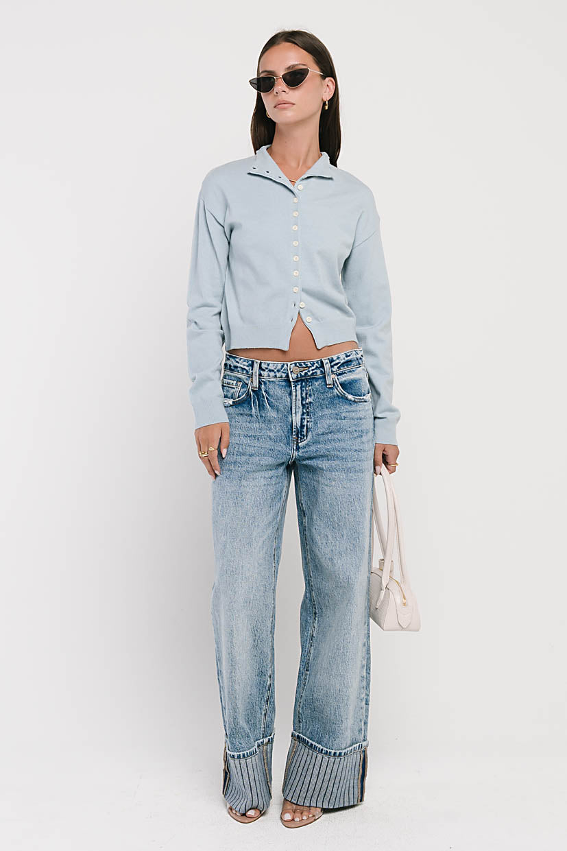 Maya Button Up Sweater in Blue