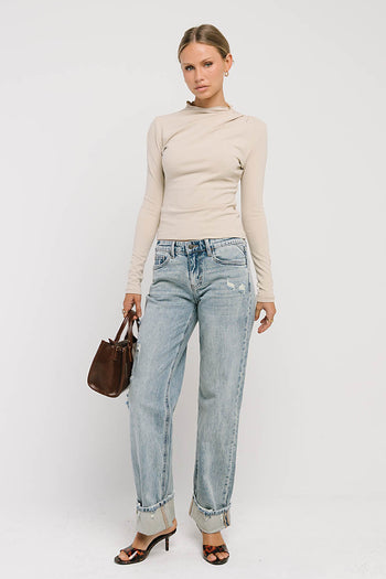 Alice Mock Neck Top in Natural