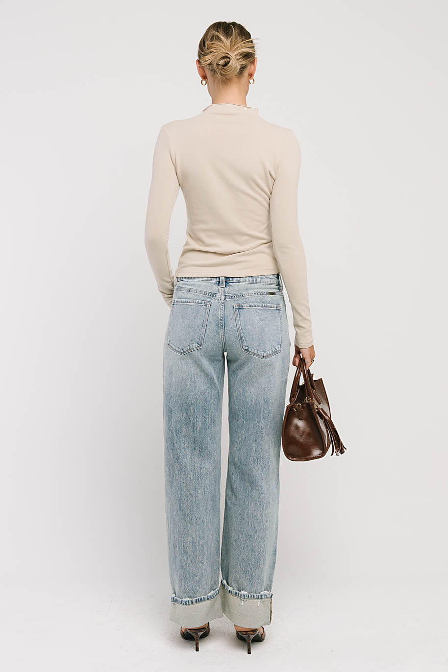 Alice Mock Neck Top in Natural