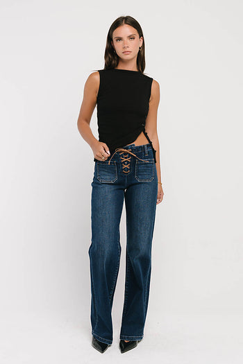 Leah Mid Rise Wide Leg Jeans