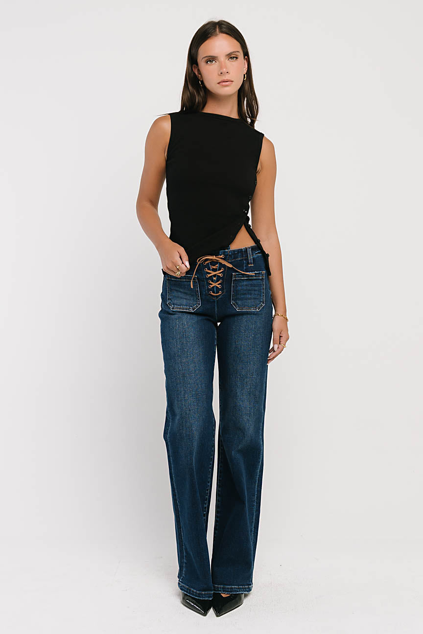 Leah Mid Rise Wide Leg Jeans