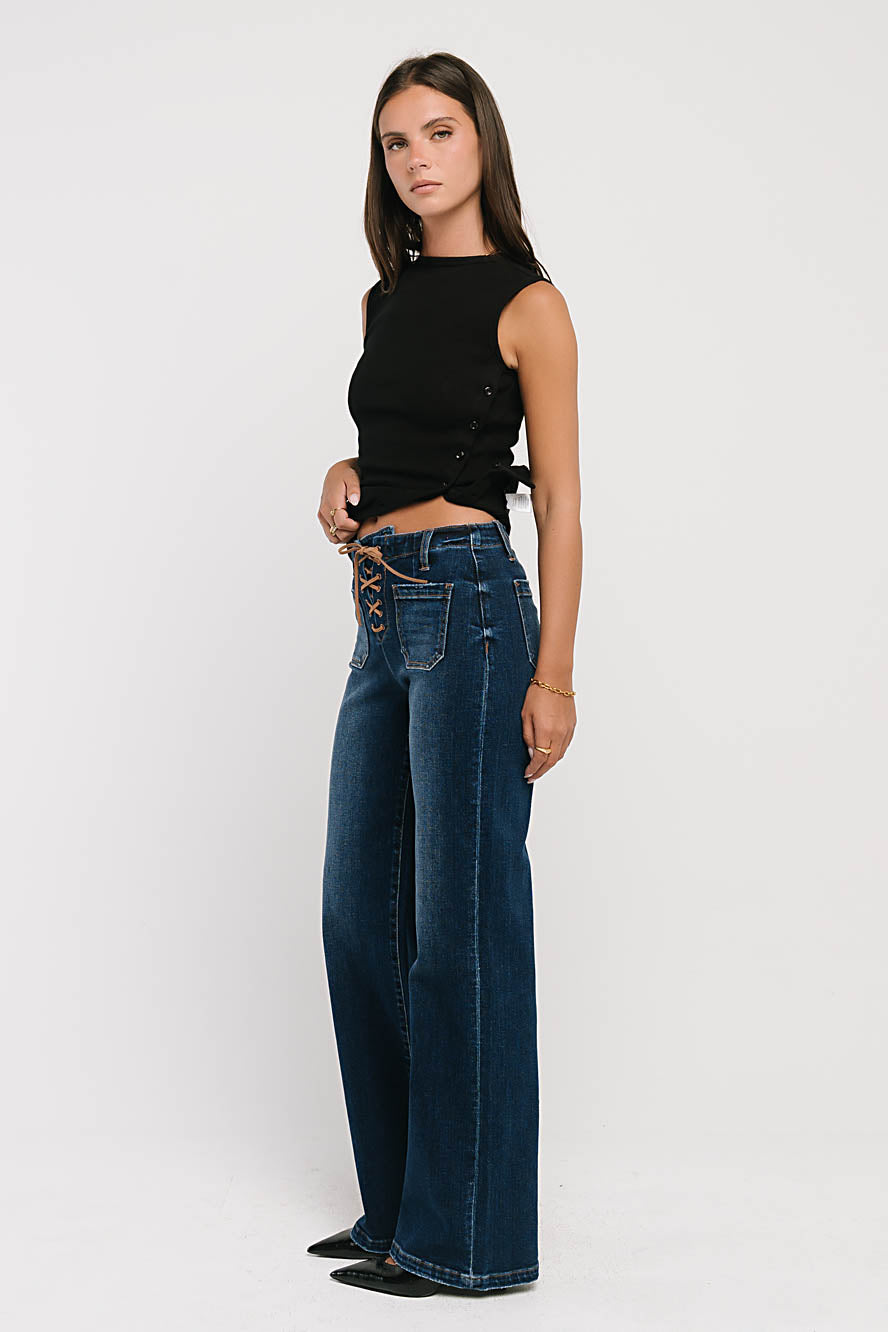 Leah Mid Rise Wide Leg Jeans