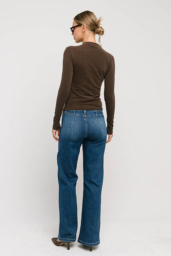 Alice Mock Neck Top in Brown