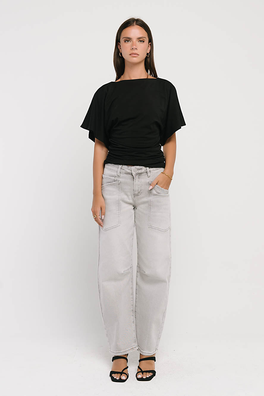Jaida Ruched Top in Black