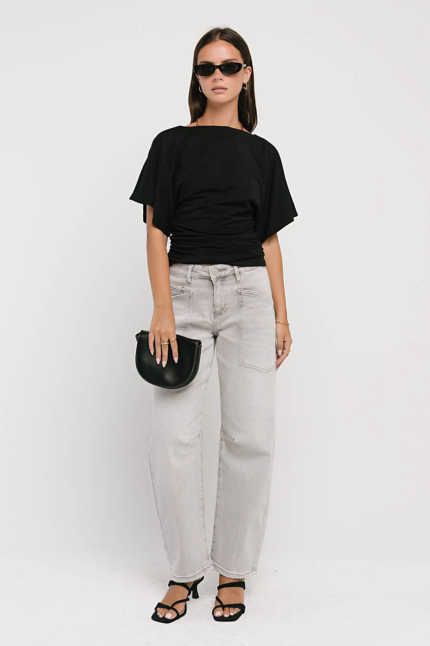 Jaida Ruched Top in Black