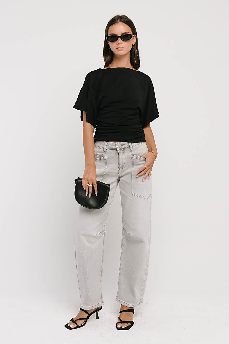 Jaida Ruched Top in Black