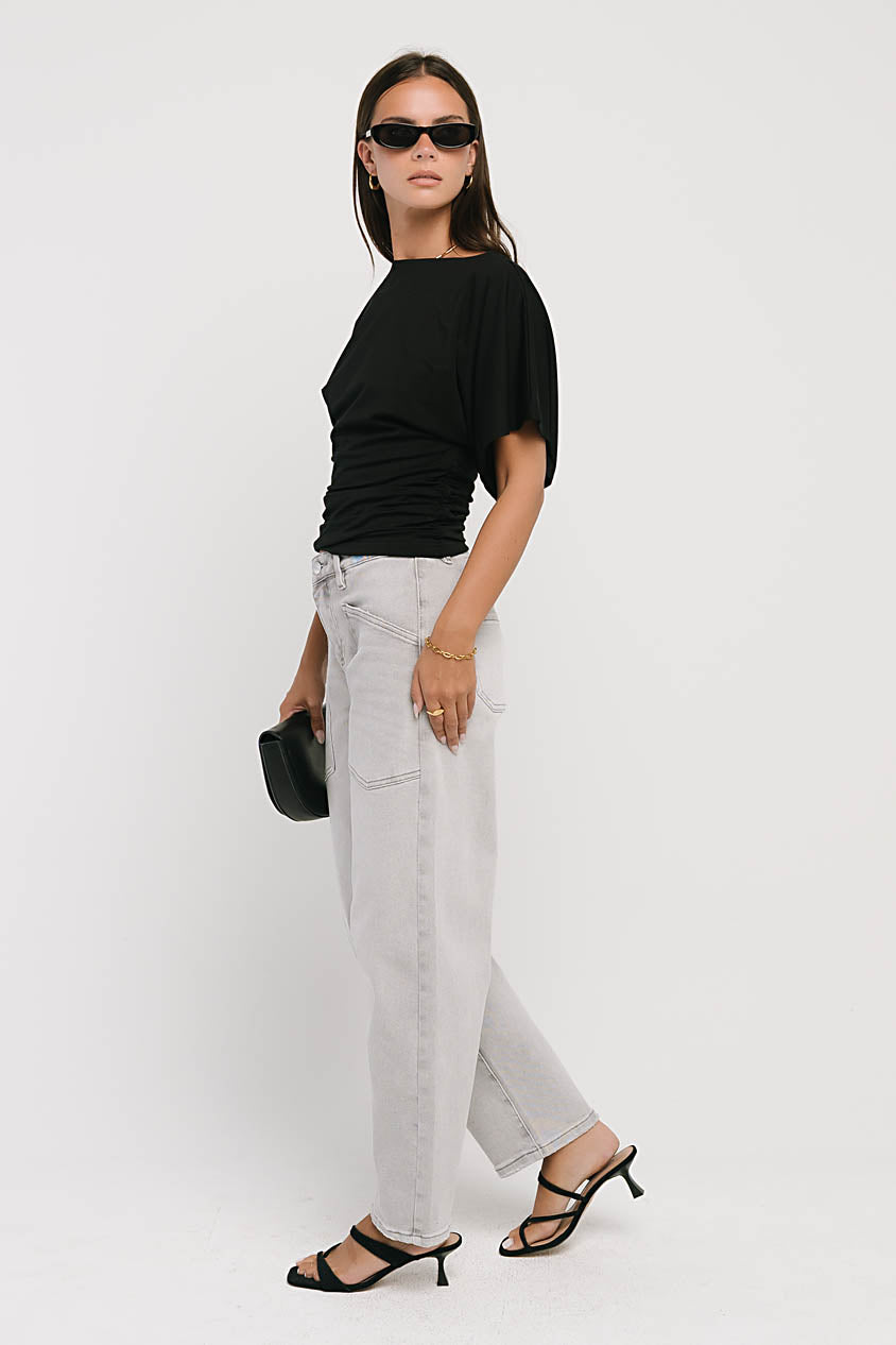 Jaida Ruched Top in Black