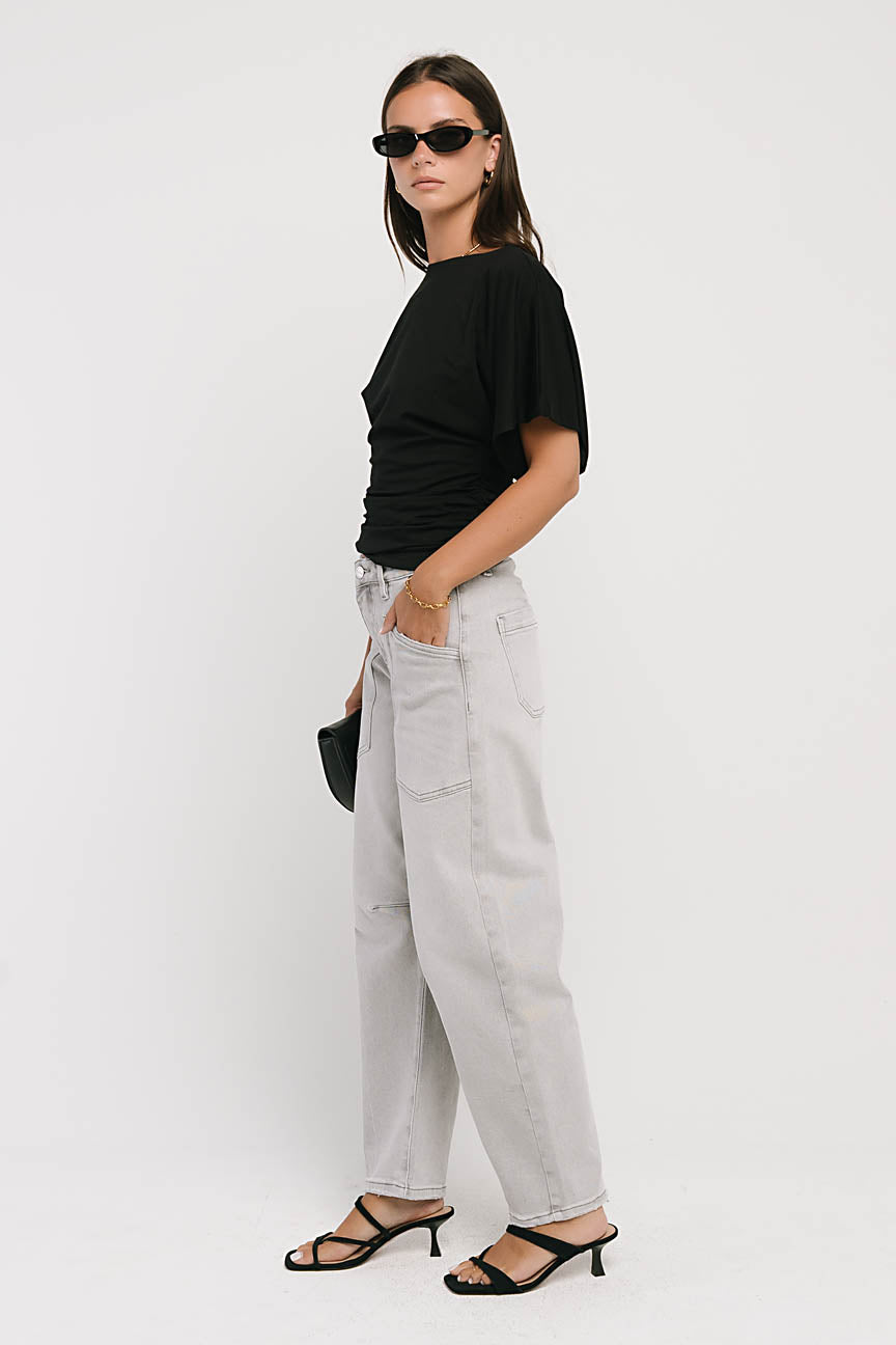 Jaida Ruched Top in Black