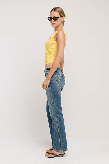 Melly Diagonal Ruched Top in Yellow