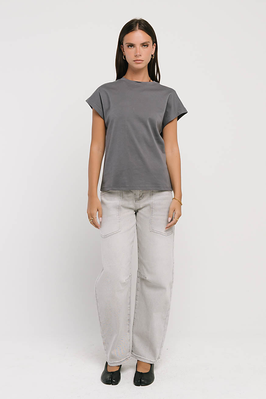 Elara Oversized Tee in Slate Blue