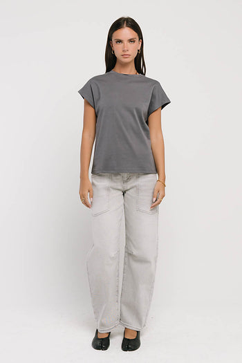 Elara Oversized Tee in Slate Blue