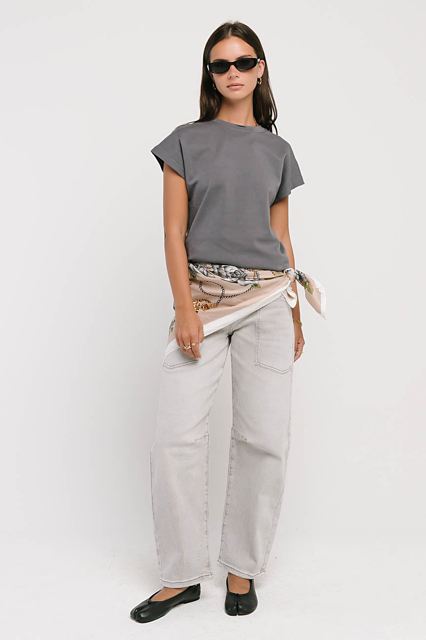 Elara Oversized Tee in Slate Blue