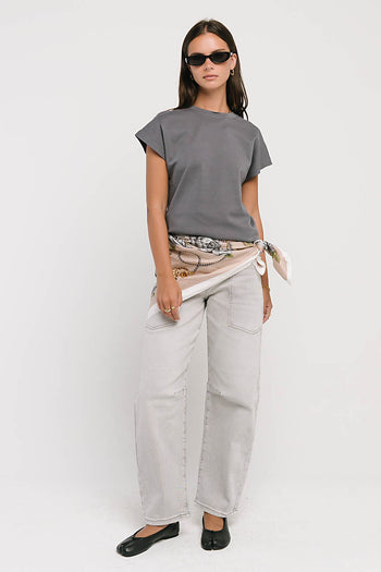 Elara Oversized Tee in Slate Blue