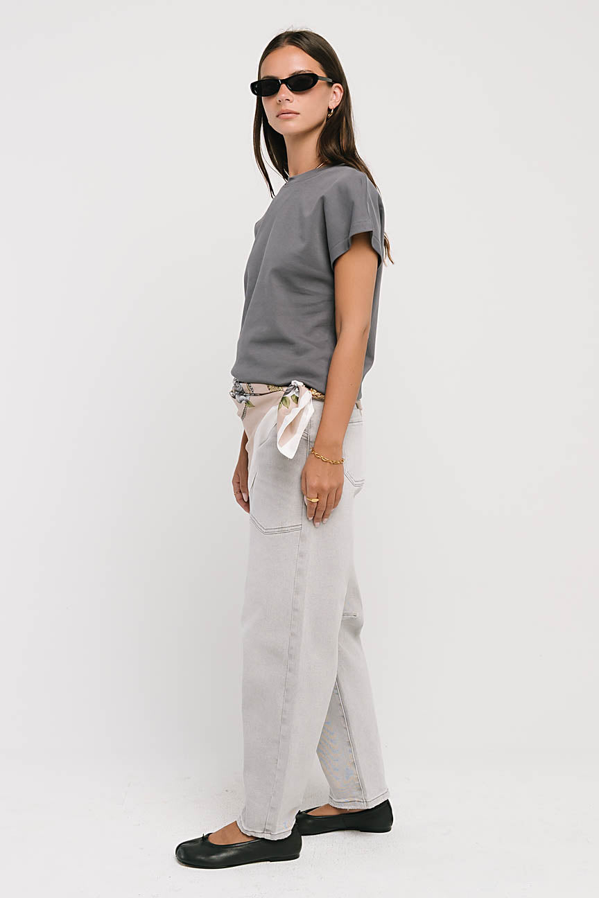 Elara Oversized Tee in Slate Blue