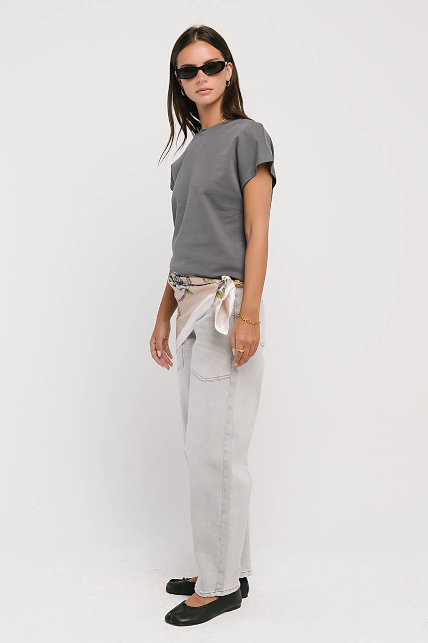 Elara Oversized Tee in Slate Blue