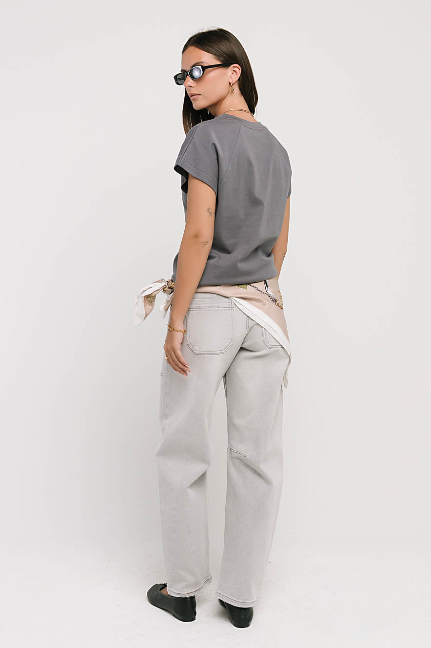 Elara Oversized Tee in Slate Blue