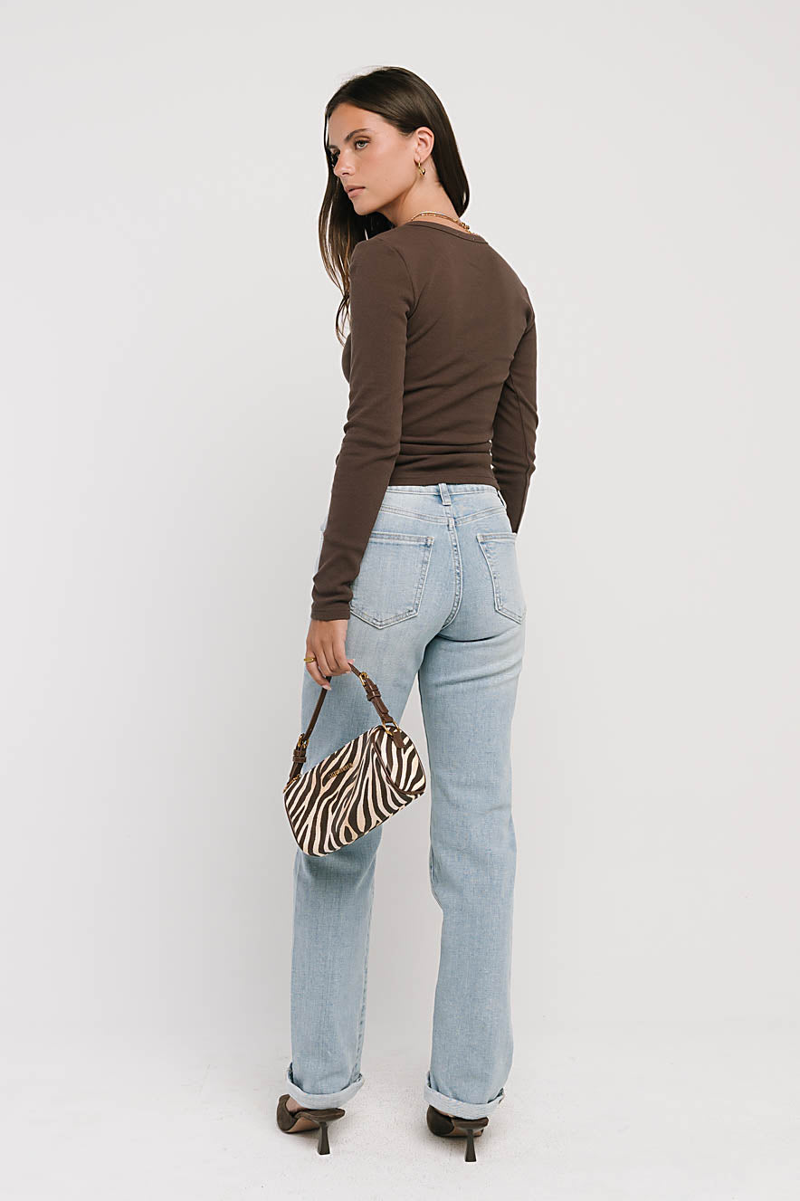 Riley Henley Top in Brown