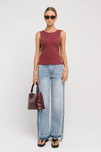 Jax Ribbed Tank in Burgundy