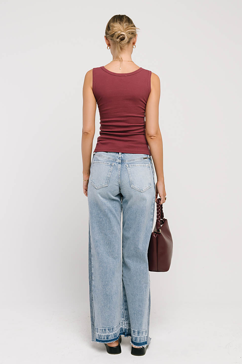 Jax Ribbed Tank in Burgundy